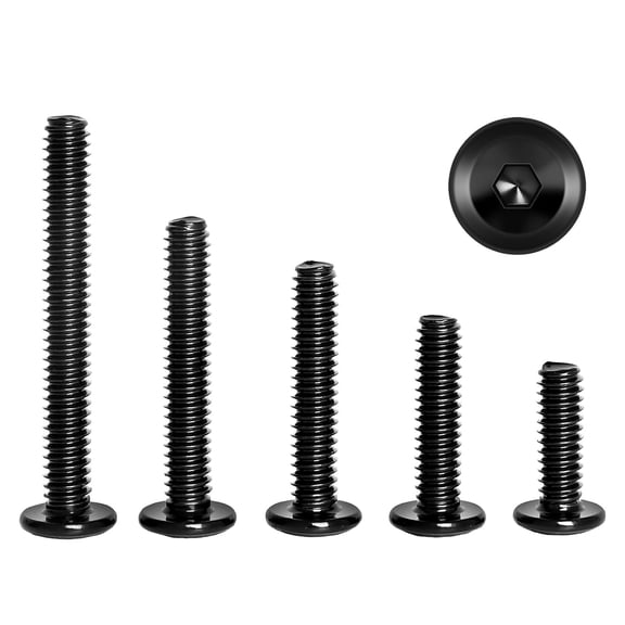 M8 x 20mm, 25mm, 30mm, 35mm, 40mm, Flat Head Socket Head Screw Furniture Bolts Countersunk Connector Screws Assortment Kit, Carbon Steel, Black Finish, Fully Threaded, 25 PCS