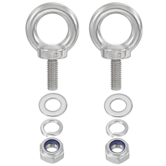 Uxcell Eye Bolt with Nut,304 Stainless Steel Lifting Shoulder Eyebolt Lift Thread Screws for Hanging M8 x 20mm 2