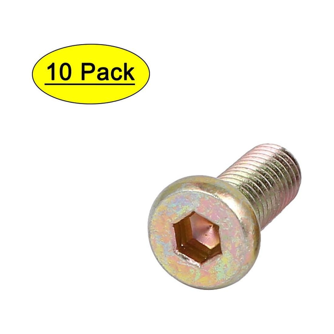 M8 x 20mm Fully Thread Hex Socket Drive Metal Flat Head Screws Bolts Fasteners 10PCS