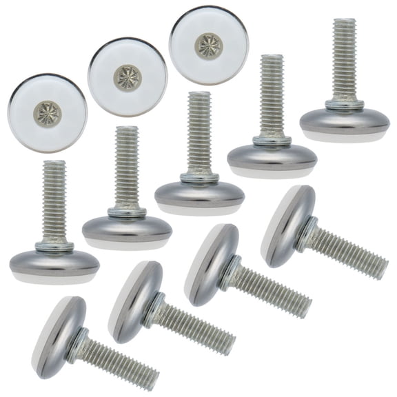 M8 x 25 x 28mm Leveling Feet Adjustable Leveler Desk Leg, White Cap, 12pcs
