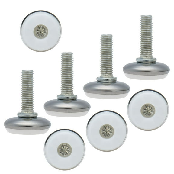 M8 x 25 x 28mm Leveling Feet Adjustable Leveler Desk Leg, White Cap, 8pcs