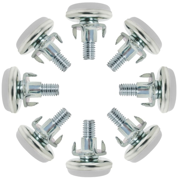 M8 x 25 x 30mm Screw on Furniture Glide Leveling Feet Adjustable Leveler with T-nuts for Cabinet Leg 8pcs