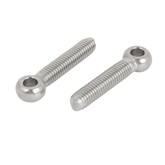 M8 x 40mm 6mm Eye Inner Dia 304 Stainless Steel Swing Bolt Silver Tone 2Pcs