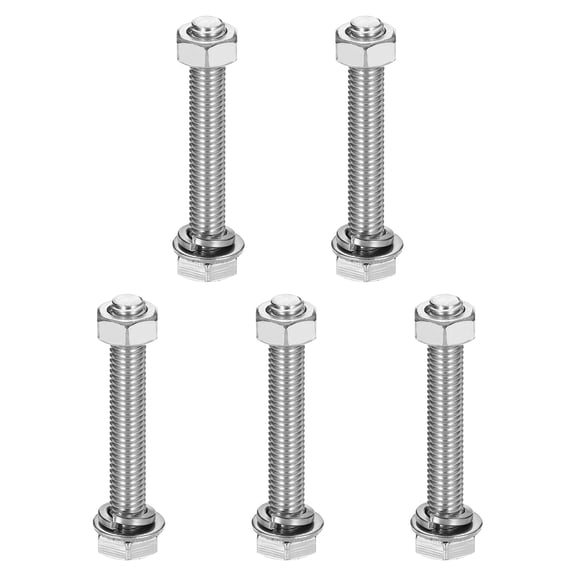 M8 x 55mm 304 Stainless Steel Hex Head Screws Bolts, Nuts, Flat & Lock Washers Assortment Kit, 5 Sets