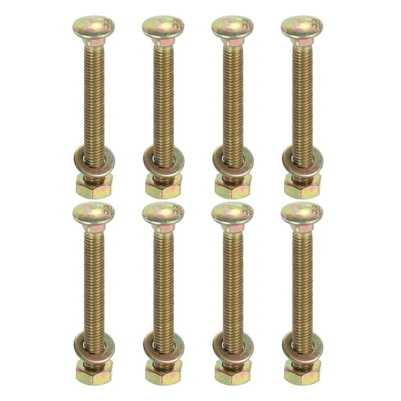 M8 x 60mm Carriage Bolt Kit, 8 Set Carriage Bolts Screws Set Includes Washers and Nuts - Carbon Steel Zinc Plated