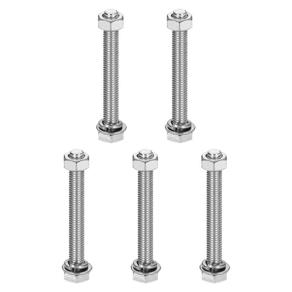 M8 x 65mm 304 Stainless Steel Hex Head Screws Bolts, Nuts, Flat & Lock Washers Assortment Kit, 5 Sets