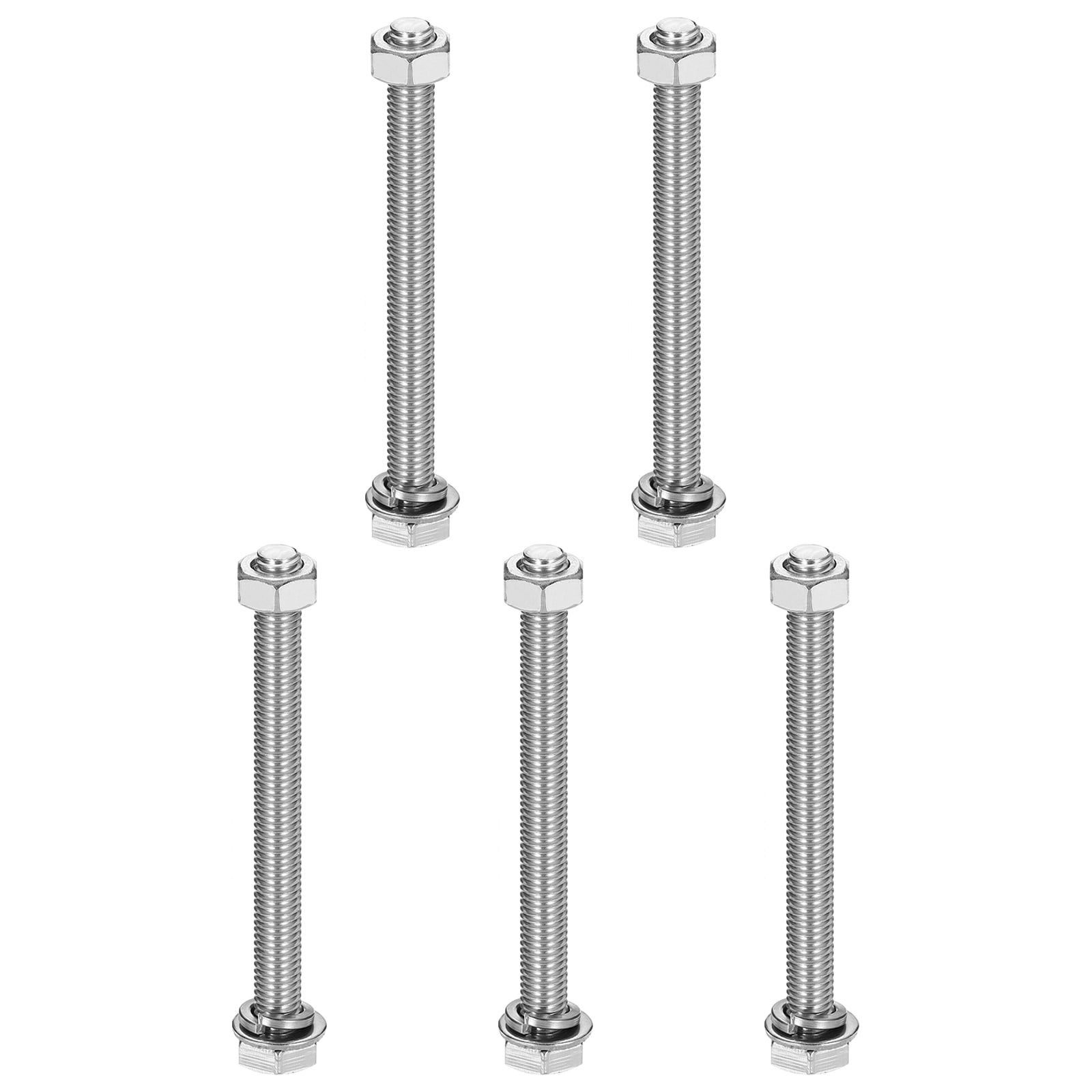Sourcingmap M8 X 85mm A2 Stainless Steel Fully Threaded Hex Head Screw Bolt 5 Pcs