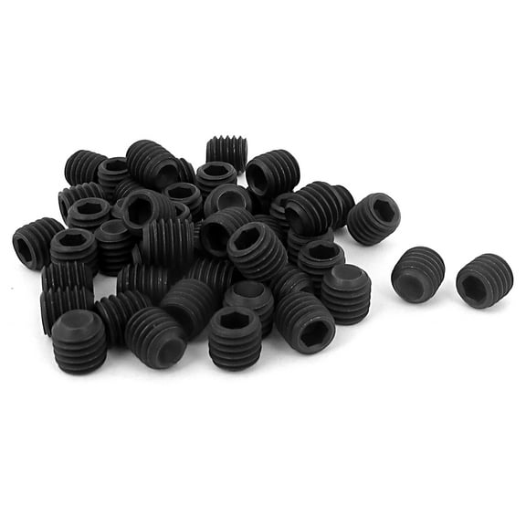 M8 x 8mm 1.25mm Pitch Hex Socket Set Cup Point Grub Screws Black 50pcs