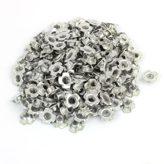 M8 x 8mm Four Pronged Tee Nuts Captive Blind Inserts 200pcs for Wood Furniture