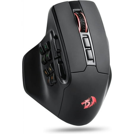 M811 PRO Wireless MMO Gaming Mouse, 15 Programmable Buttons RGB Gamer Mouse w/Ergonomic Natural Grip Build, 10 Side Macro Keys, Software Supports DIY Keybinds & Backlit