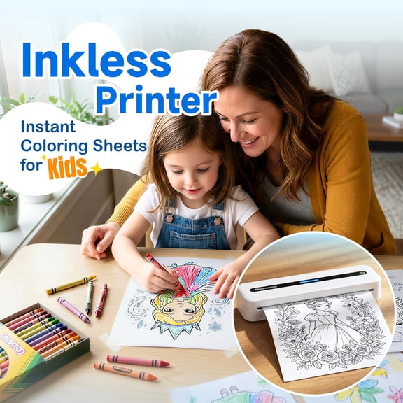 M832 Portable Thermal Printer - Wireless Inkless Mobile Printer for Phone Laptop, Supports A4 & Letter Size, Ideal for Home School Office Travel