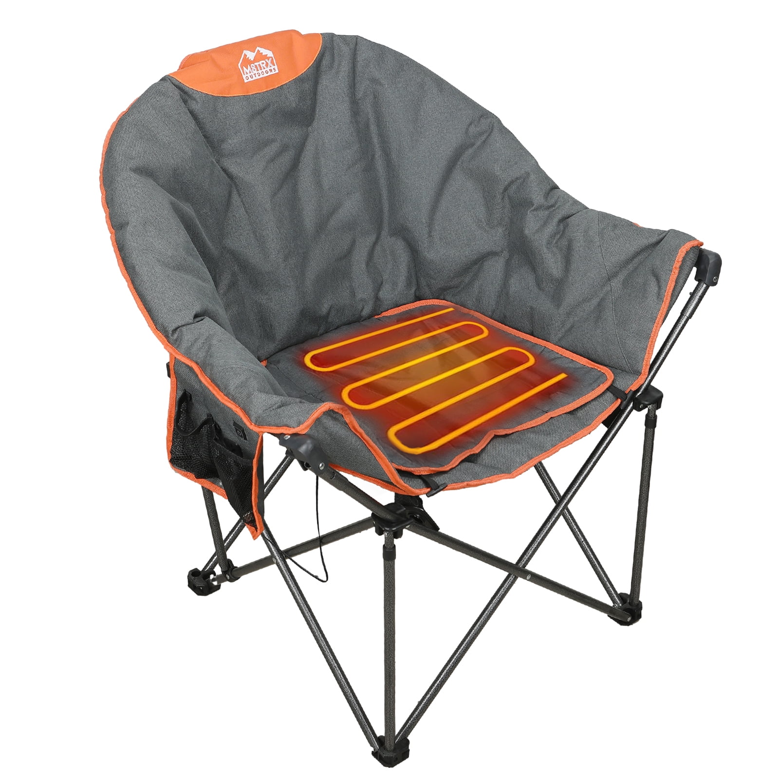 M8TRX Heated Camping Chair Extra Wide Outdoor Folding Chair Supports 350 lbs. USB Charging Port Heated Walmart