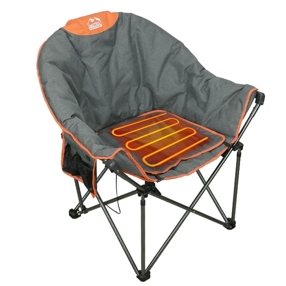 M8TRX Heated Camping Chair, Extra-Wide Outdoor Folding Chair, Supports 350 lbs., USB Charging Port, Heated