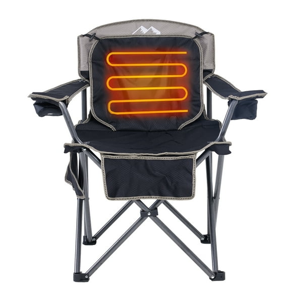 CDEN Heated Camping Chair With 10000mAh Power Bank - Outdoor Heating Lawn Chair With Cooler Bag & Padding