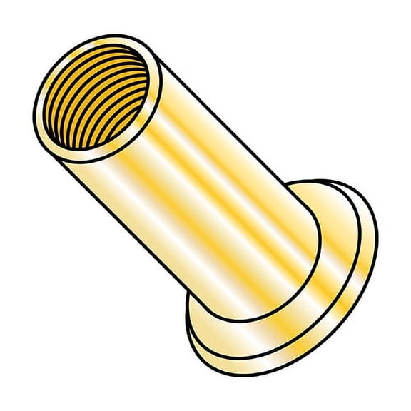 M8X1.25X5.00 Metric Flat Head Round Open-End Rivet Nut Steel Zinc Yellow Dichromate (Pack Qty 1,000) BC-XS-M85.00Y