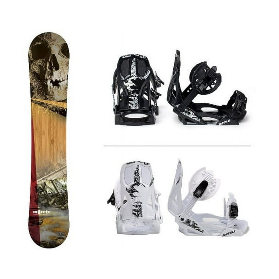 M8trix Adult Mutiny All-Mountain Freestyle Riding Snowboard with M8trix PH611 Bindings (150w, White Binding)