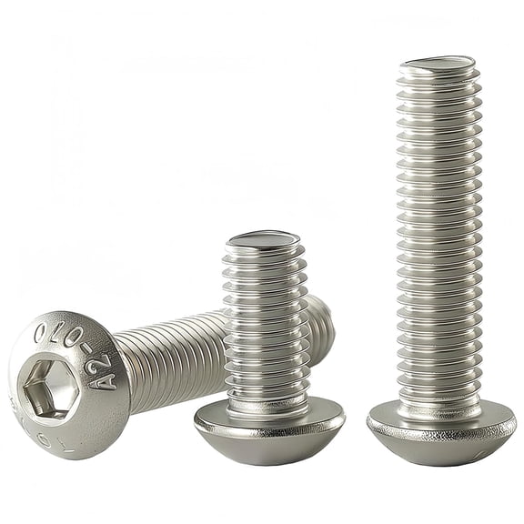 M8x1.25 x 20mm Button Head Socket Cap Bolts Screws, 304 Stainless Steel (A2-70), Allen Hex Drive, Bright Finish, Fully Threaded, Quantity 20