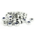 thumbnail image 1 of M8x1.25mm Zinc Plated Nylock Self-Locking Nylon Hex Lock Nuts Silver Tone 50pcs, 1 of 5