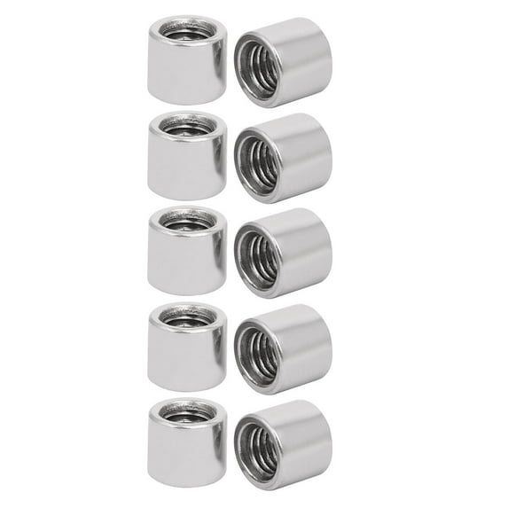 M8x12mmx10mm Rod Bar Stud Round Coupling Connector Nuts 10Pcs