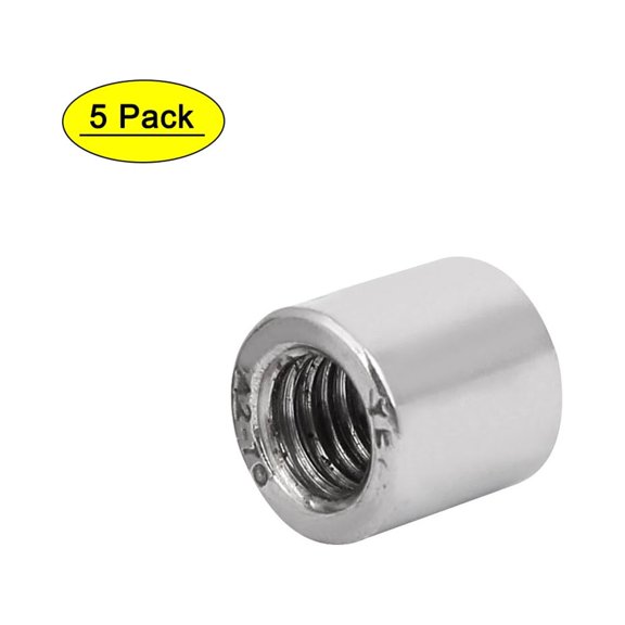 M8x12mmx12mm Rod Bar Stud Round Coupling Connector Nuts 5Pcs