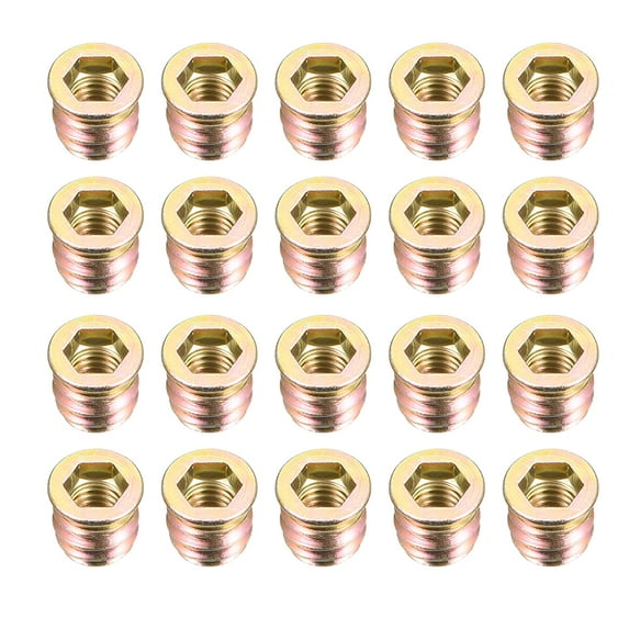 M8x13mm Threaded Insert Nuts Carbon Steel Zinc Plated 20 Pack