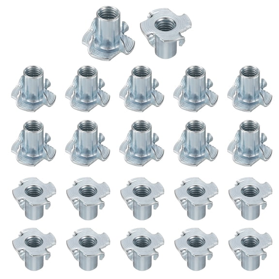 M8x16mm T-Nuts 4 Pronged 0.83" x 0.63" Tee Nut Carbon Steel Fully Thread 100packs