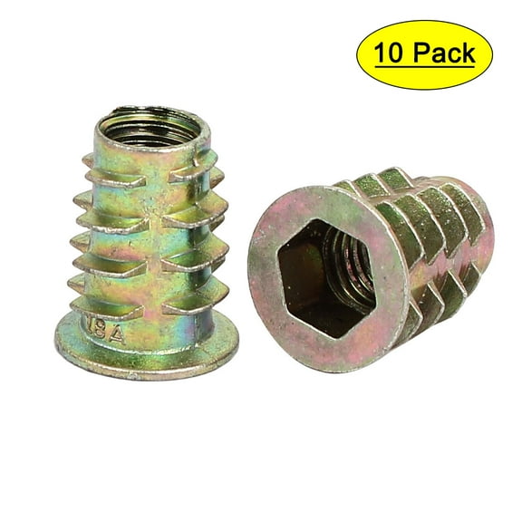M8x18mm Interface Hex Socket Threaded Insert Nuts 10Pcs for Wood Furniture