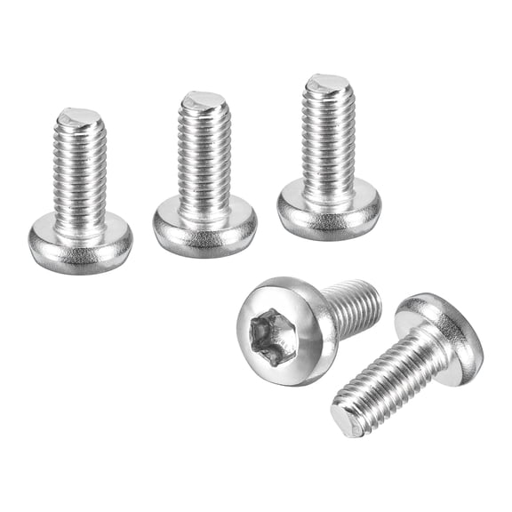 M8x18mm Pan Head Torx Security Screw - 5Pack - Good for Machinery - 316 Stainless Steel Button Head Torx Bolt Star Drive Security Fasteners - Silver Tone