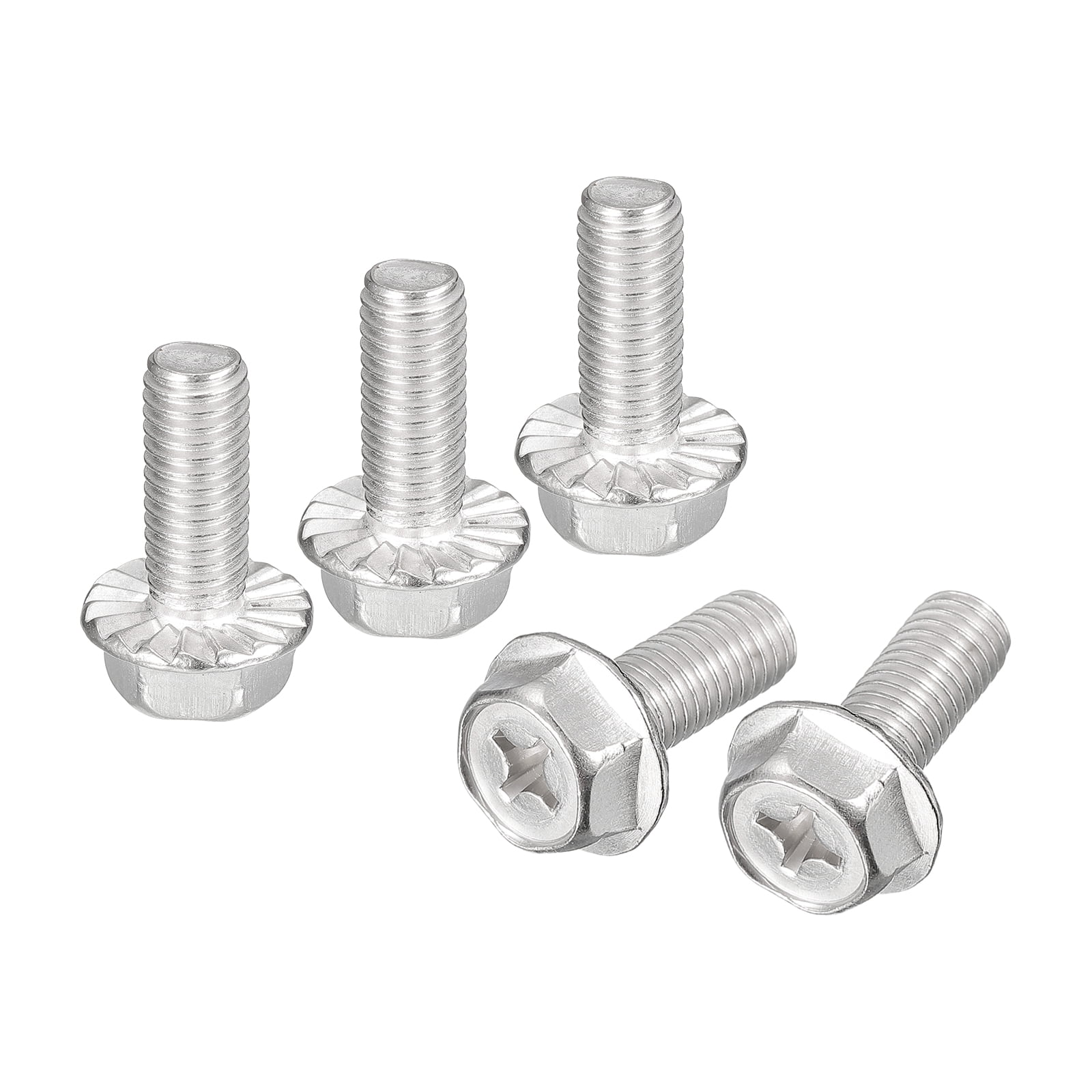 M8x20mm Phillips Hex Head Flange Bolts, 5 Pack 304 Stainless Steel ...