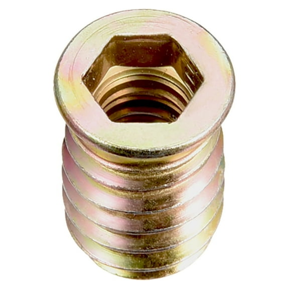 M8x20mm Threaded Insert Nuts Carbon Steel Zinc Plated 50 Pack