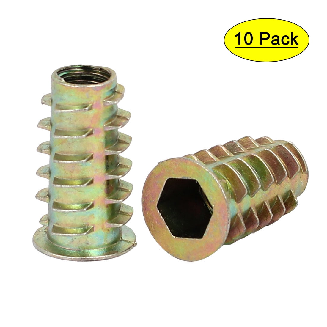 M8x25mm Interface Hex Socket Threaded Insert Nuts 10Pcs for Wood ...