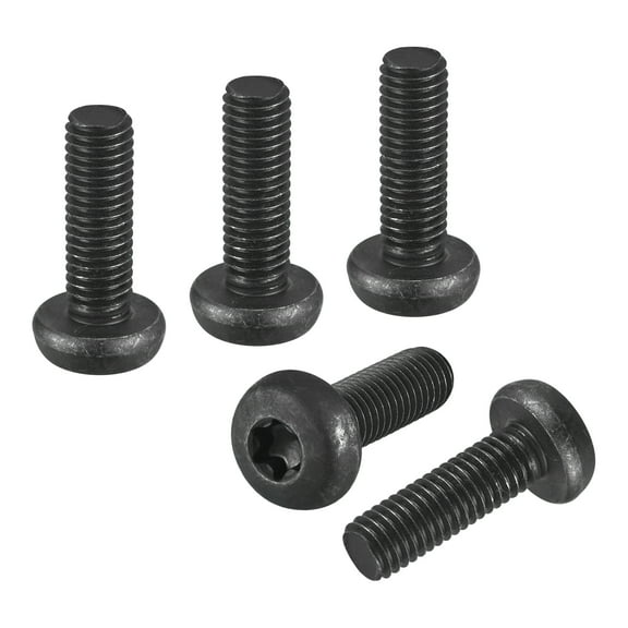 M8x25mm Pan Head Torx Security Screw - 10Pack - Good for Machinery - Carbon Steel Button Head Torx Bolt Star Drive Security Fasteners - Black