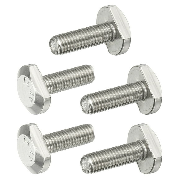 M8x25mm T Slot Bolts 304 Stainless Steel Drop-in Bolt T Shape Stud Sliding Screw, Silver 5 Pcs