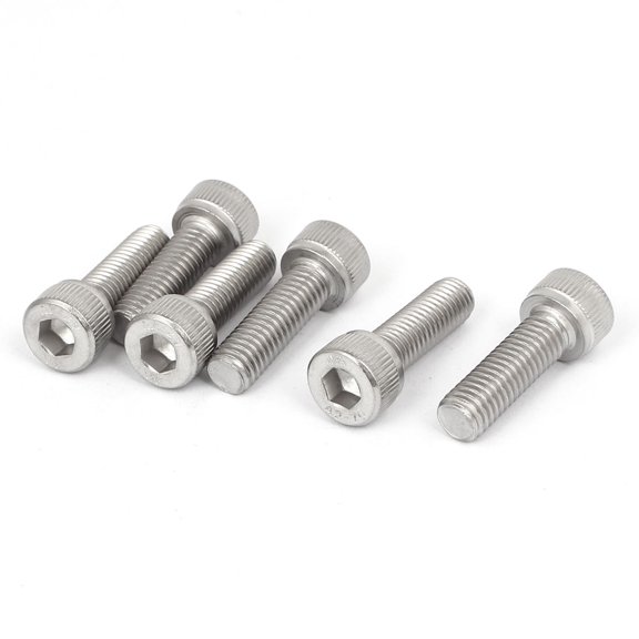 M8x25mm Thread 304 Stainless Steel Hex Socket Head Cap Screw Bolt DIN912 6pcs