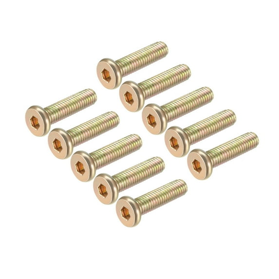M8x30mm Furniture Screw Hex Socket Machine Screws Zinc Plated Fasteners Bolts Full Thread Carbon Steel 20 Pcs
