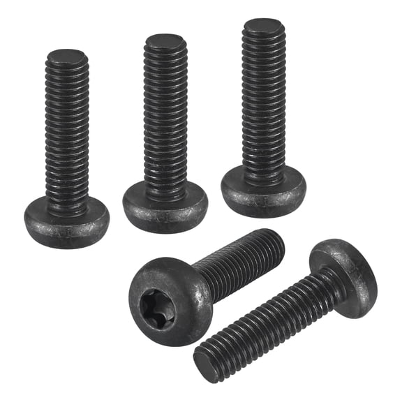 M8x30mm Pan Head Torx Security Screw - 12Pack - Good for Machinery - Carbon Steel Button Head Torx Bolt Star Drive Security Fasteners - Black