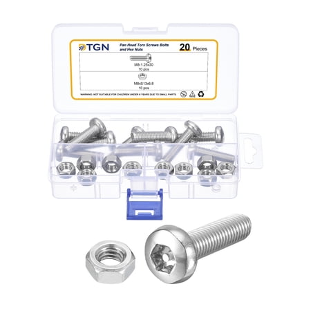 M8x30mm Pan Head Torx Security Screw - 20Pack - Stainless Steel - Silver