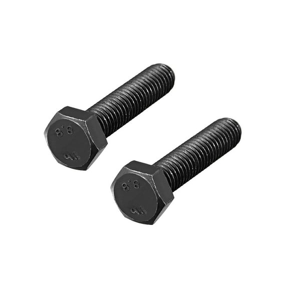 M8x35mm Hex Bolts Left Hand Grade 12.9 Carbon Steel Black 2 Pack