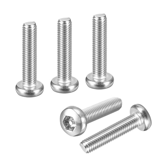 M8x35mm Pan Head Torx Security Screws - 10Pack - Stainless Steel - Silver