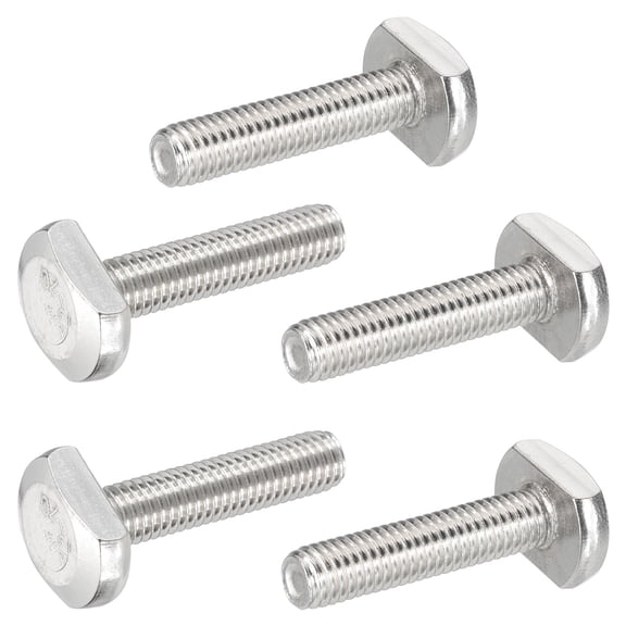 M8x35mm T Slot Bolts 304 Stainless Steel Drop-in Bolt T Shape Stud Sliding Screw, Silver 5 Pcs