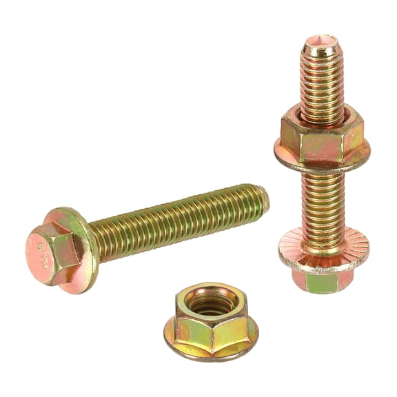 M8x40mm 10Pcs Carbon Steel Flanged Hex Bolts with Nuts, Fully Threaded