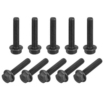 Apico M8x40mm 10mm Hex Head Flange Bolts – 10-Pack, Carbon Steel, Motocross/Enduro
