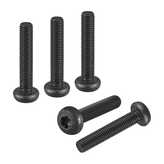 M8x40mm Pan Head Torx Security Screw - 12Pack - Good for Machinery - Carbon Steel Button Head Torx Bolt Star Drive Security Fasteners - Black