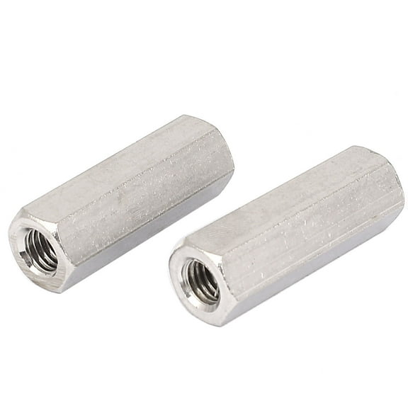 M8x40mm Stainless Steel Threaded Bar Rod Studding Hex Connector Deep Nut 2pcs