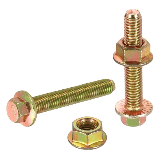 M8x45mm 10Pcs Carbon Steel Flanged Hex Bolts with Nuts, Fully Threaded