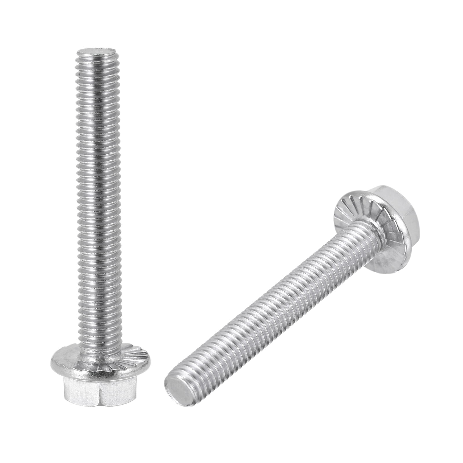 Uxcell M5 X 30mm Phillips Flanged Hex Head Bolts – 10Pcs 304 Stainless Steel With Nuts, Flat & Lock Washers, Fully Threaded For Machinery & Home Use