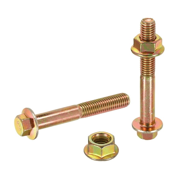 M8x60mm 5Pcs Carbon Steel Flanged Hex Bolts with Nuts, Partially Threaded