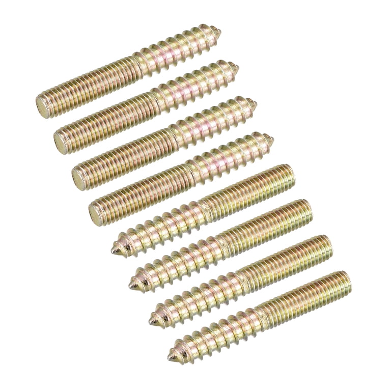 Uxcell M8x60mm Hanger Bolts – 8-Pack Double-Ended Dowel Screws For Wood Furniture, Zinc-Plated Carbon Steel
