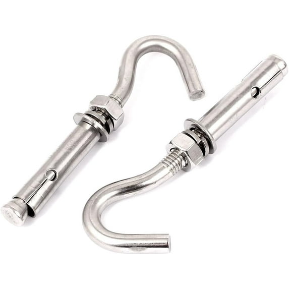 M8x60mm Stainless Screws & Bolts Steel Expansion Open Hook Screws Anchor Bolts 100mm Expansion Bolts Long 2pcs