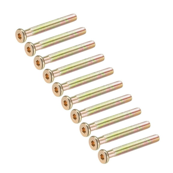 M8x65mm Furniture Screw Hex Socket Machine Screws Zinc Plated Fasteners Bolts Half Thread Carbon Steel 10 Pcs